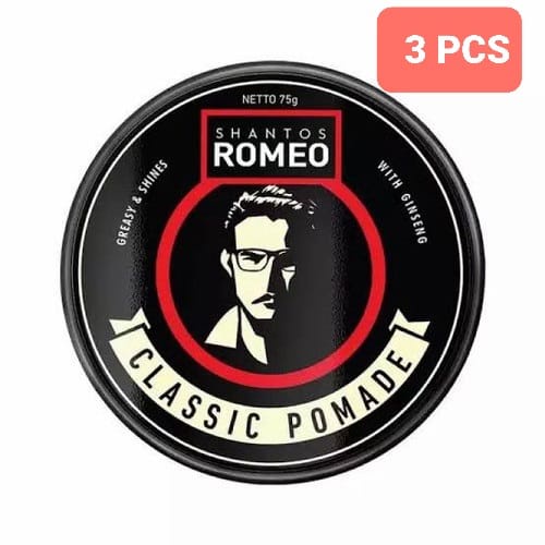 PAKET Shantos ROMEO Classic Pomade 75gr I Minyak Rambut I Oil Based isi 3 pcs