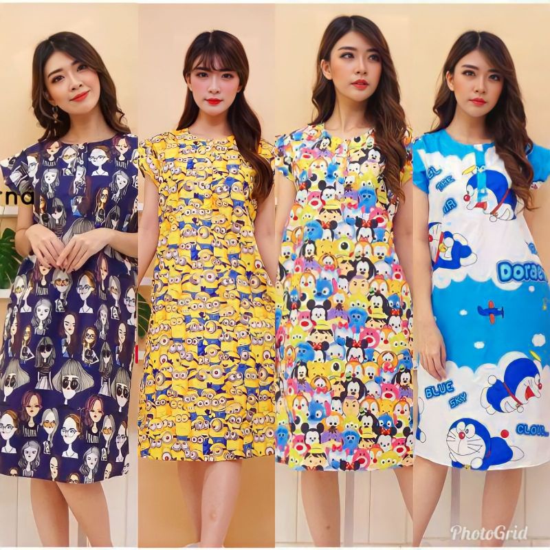 [Fashion Wanita] DASTER PIYAMA karakter lucu kancing depan baju tidur motif kartun | murah terlaris