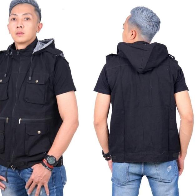 jaket rompi parka kanvas pria