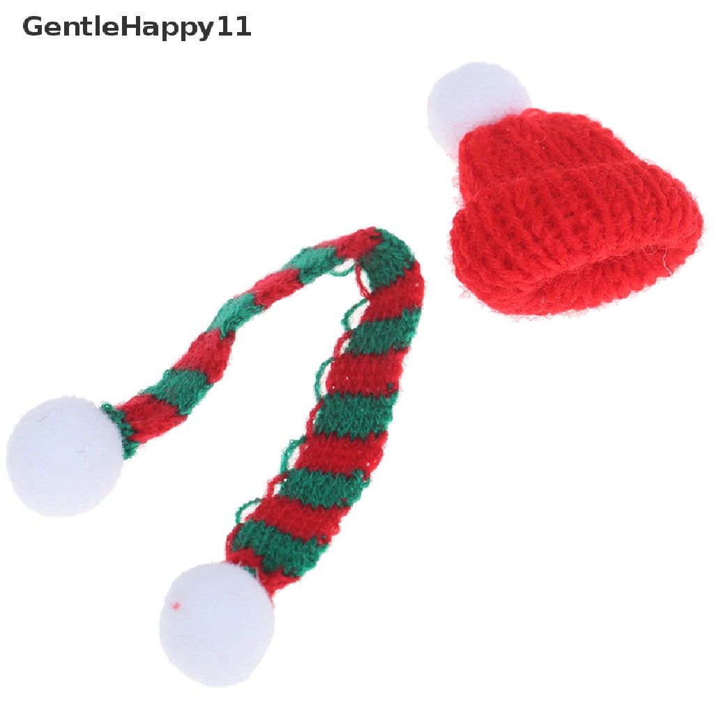 Gentlehappy1per6 1/12rumah Boneka Miniatur Topi Natal+Syal Aksesoris Rumah Boneka Decor id