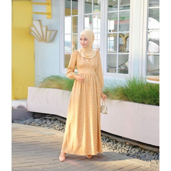 Ounadoutfit Shakila dress wanita premium / dress motif bunga / homedress wanita premium / gamis muslim wanita