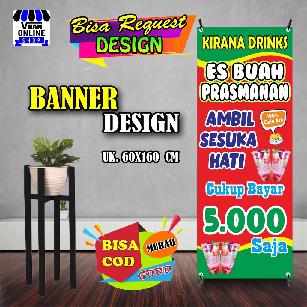 Spanduk Banner Backdrop Es Buah, Es Buah Prasmanan, Keren, Bagus