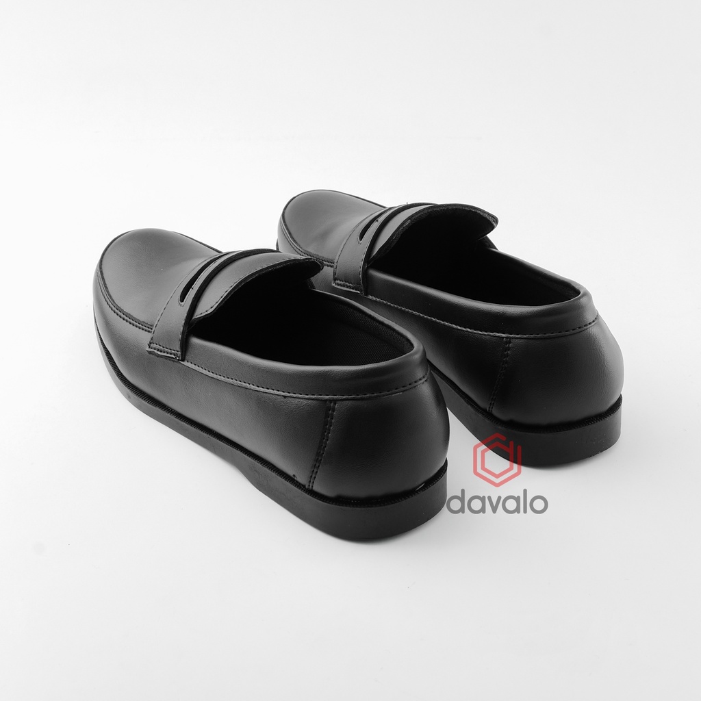 davalo Sepatu Loafers Pria Formal Kerja Kasual Loafer Hitam