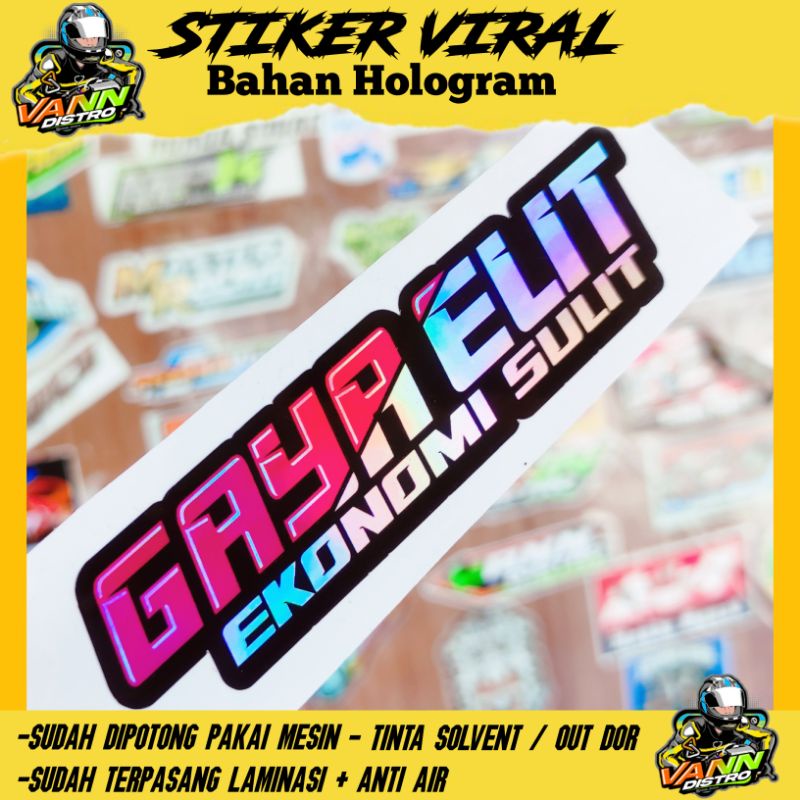 stiker gaya elit ekonomi sulit HOLOGRAM