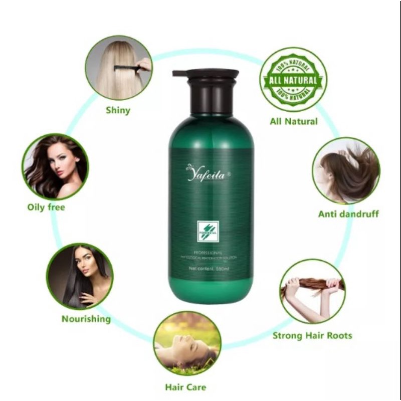 Yafeilla Plant Extract Nourishing Shampoo dan Conditioner Herbal 550ml &quot;Botol Hijau&quot; pump