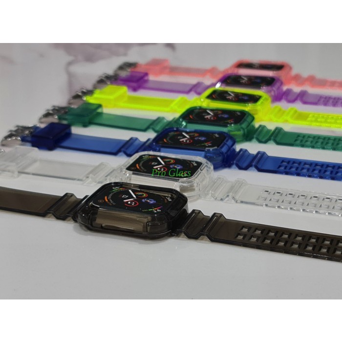 AW05 Apple Watch 41mm 45mm Transparent Clear Strap with Bumper Case