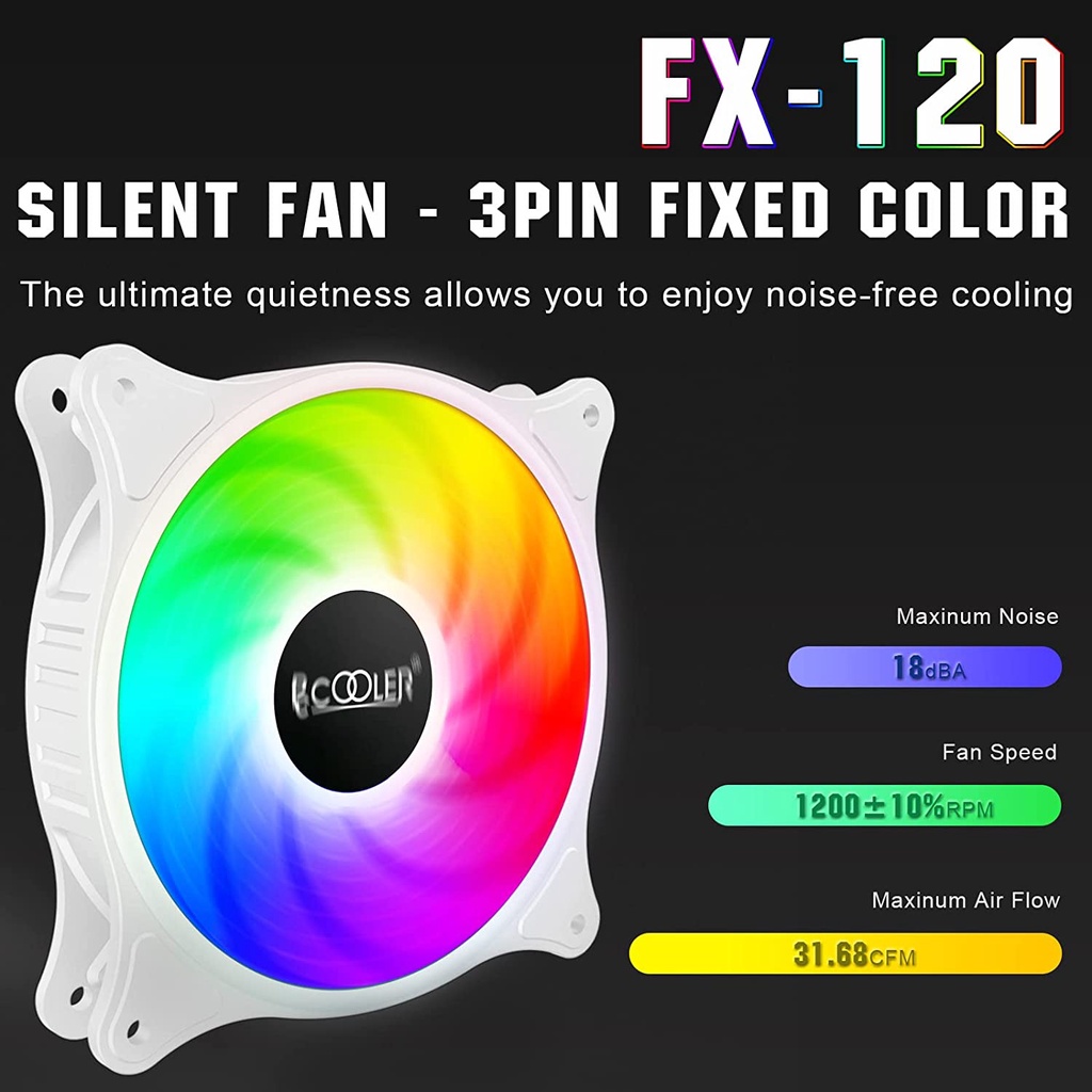 Pc Cooler FX-120-3 White Fan Casing PC 12cm