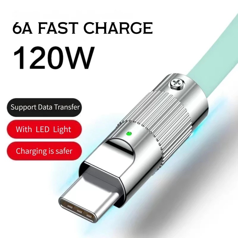 Kabel Data / Charger Usb Tipe-C 120W 6A Fast Charging Bahan Silikon Untuk Huawei / Android