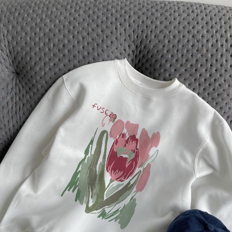 Sweater flower kaos oversize baju korean style wanita ootd