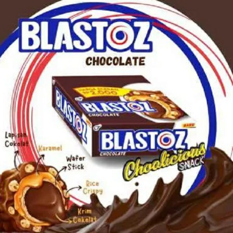 

Blastoz wafer roll krispi beras salut cokelat per box isi 12pc @24g