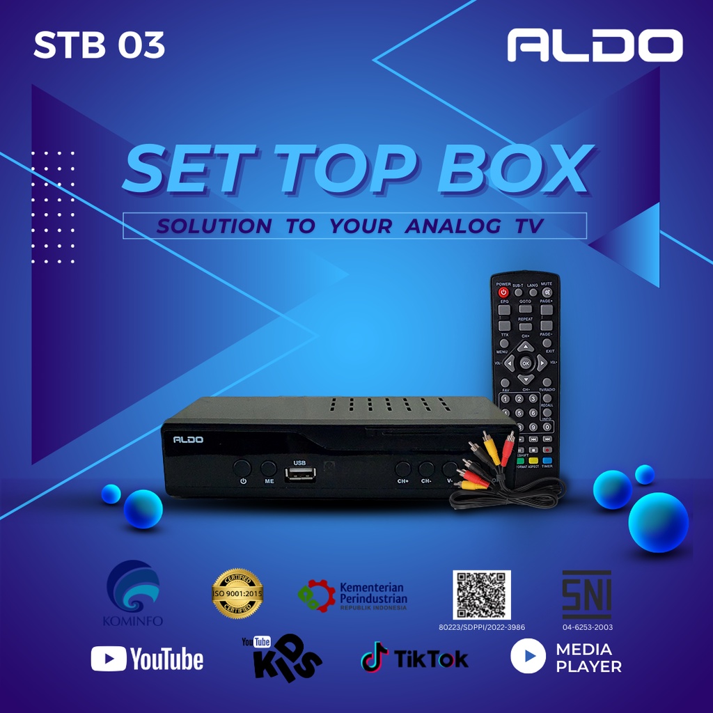 Set Top Box STB Aldo Brand New DVB T2 Full HD Siaran TV Digital Receiver Harga Grosir