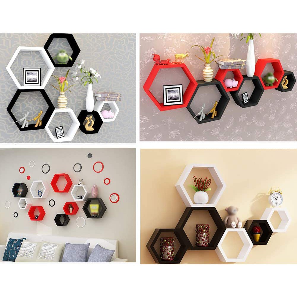 (RAK HEXAGONAL) SET ISI 3 SIZE 20cm,25cm,30cm. Rak serbaguna rak vintage rak gantung rak tempel rak hiasan dinding rak kekinian rak modern rak pajangan rak hiasan dinding
