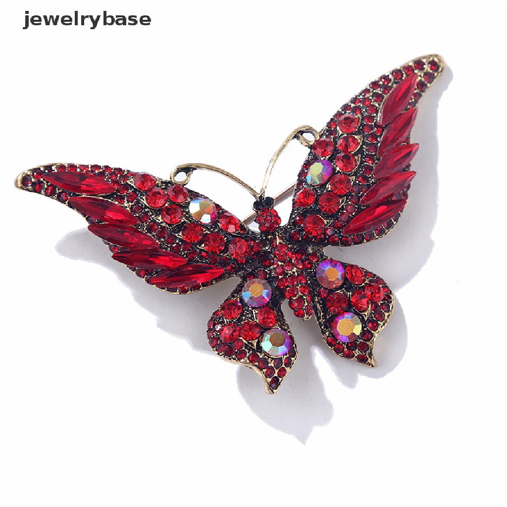 Bros Bentuk Kupu-Kupu Aksen Kristal Berlian Imitasi Warna-Warni Untuk Hijab