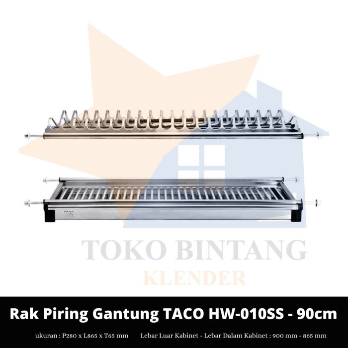 Rak Piring Rak Piring Gantung Taco 90Cm 010Ss/90 Stainless Steel