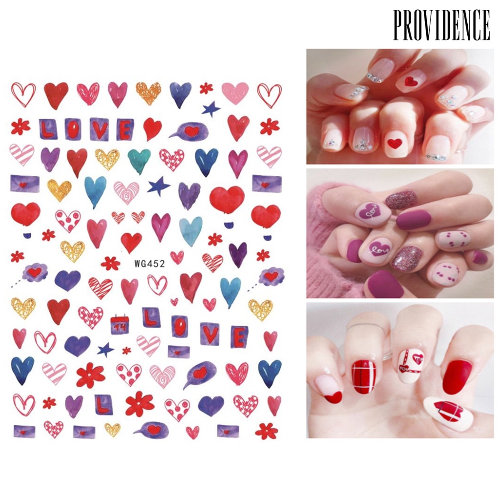 Stiker Perekat Kuku Desain Hati Bibir Merah Warna-Warni Dapat Dilepas Untuk Salon