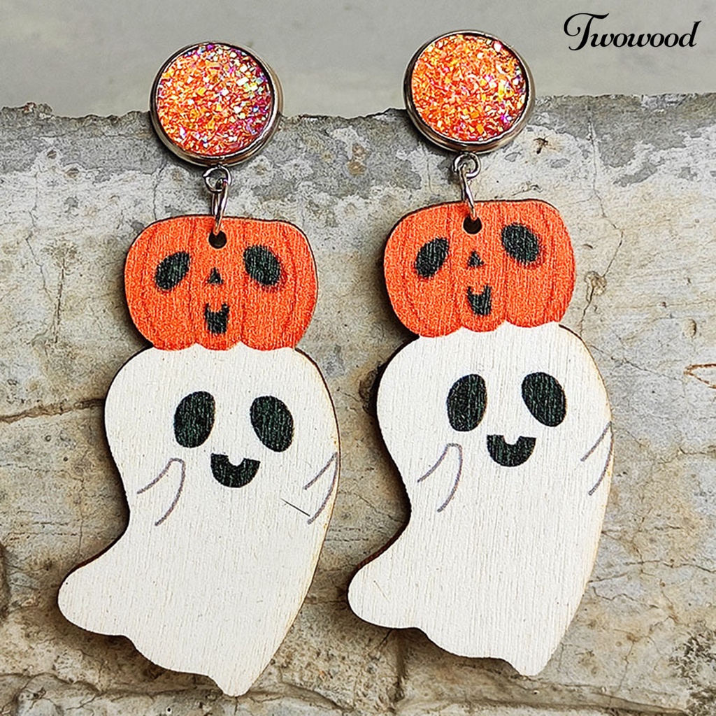 1 Pasang Anting Desain Labu Halloween Untuk Dekorasi Pesta