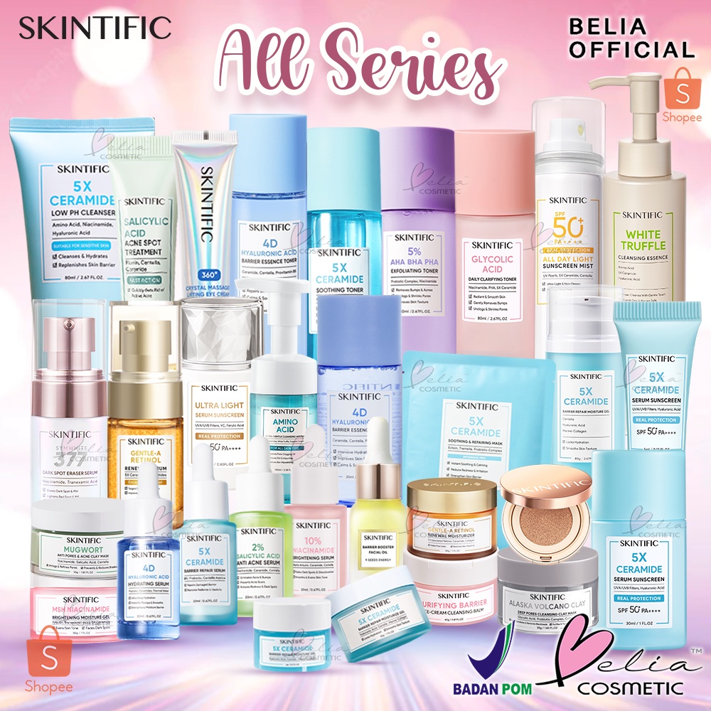 ❤ BELIA ❤ SKINTIFIC 5X All Series | 5X Ceramide Barrier Repair Series | Ceramide Low pH Cleanser | 10% Niacinamide | Glycolic Acid Salicylic Acid Acne Spot Treatment Gel | Crystal Massager | White Truffle | Hyaluronic Acid | BPOM