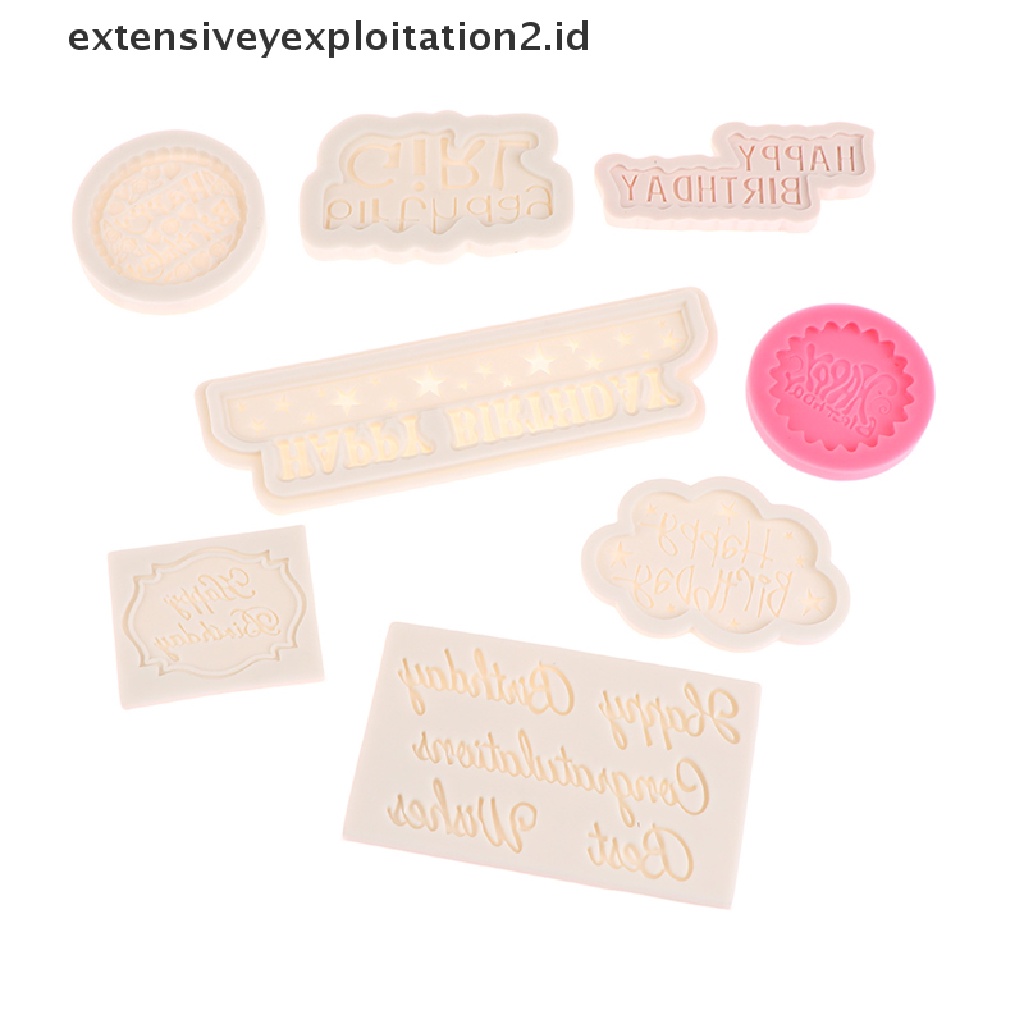 1 Pc Cetakan Es Jelly Cokelat Bentuk Huruf Happy Birthday 3D Bahan Silikon