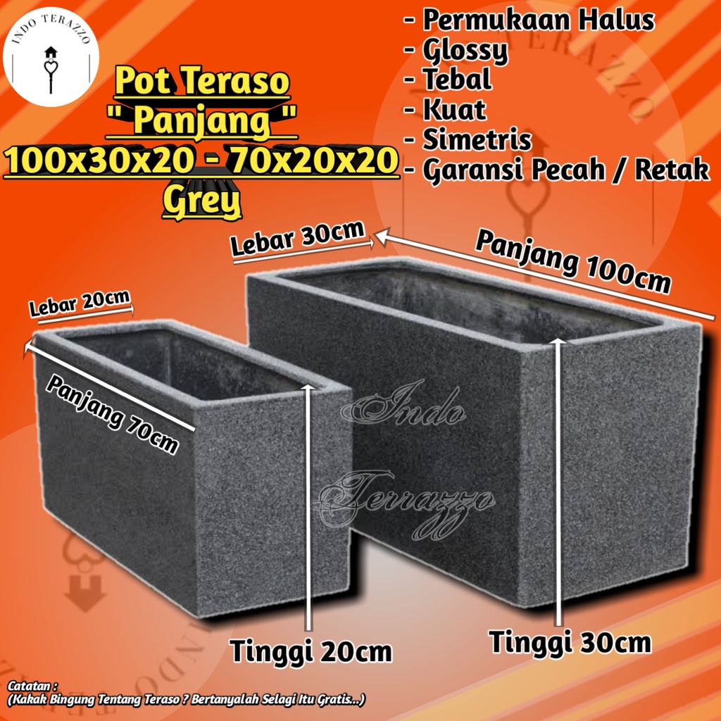 INDO TERAZZO POT BUNGA TERASO PANJANG- POT TANAMAN - POT TERAZZO