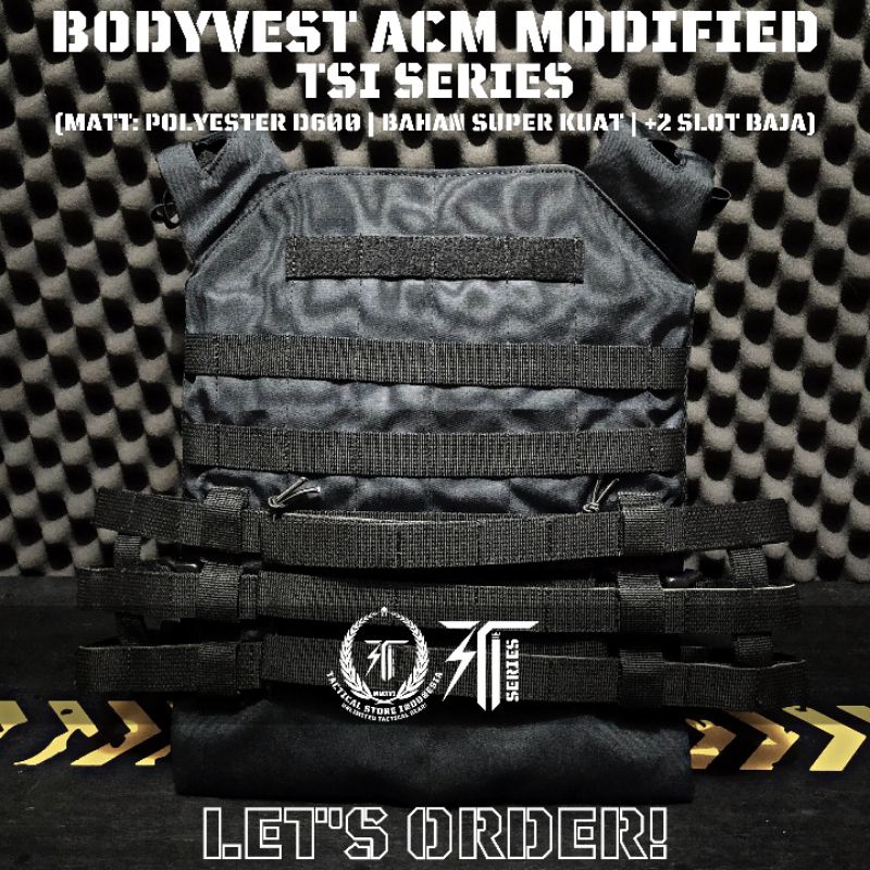 Body Vest ACM Modified - Bodyvest Tactical Hitam Hijau Loreng TSI Series