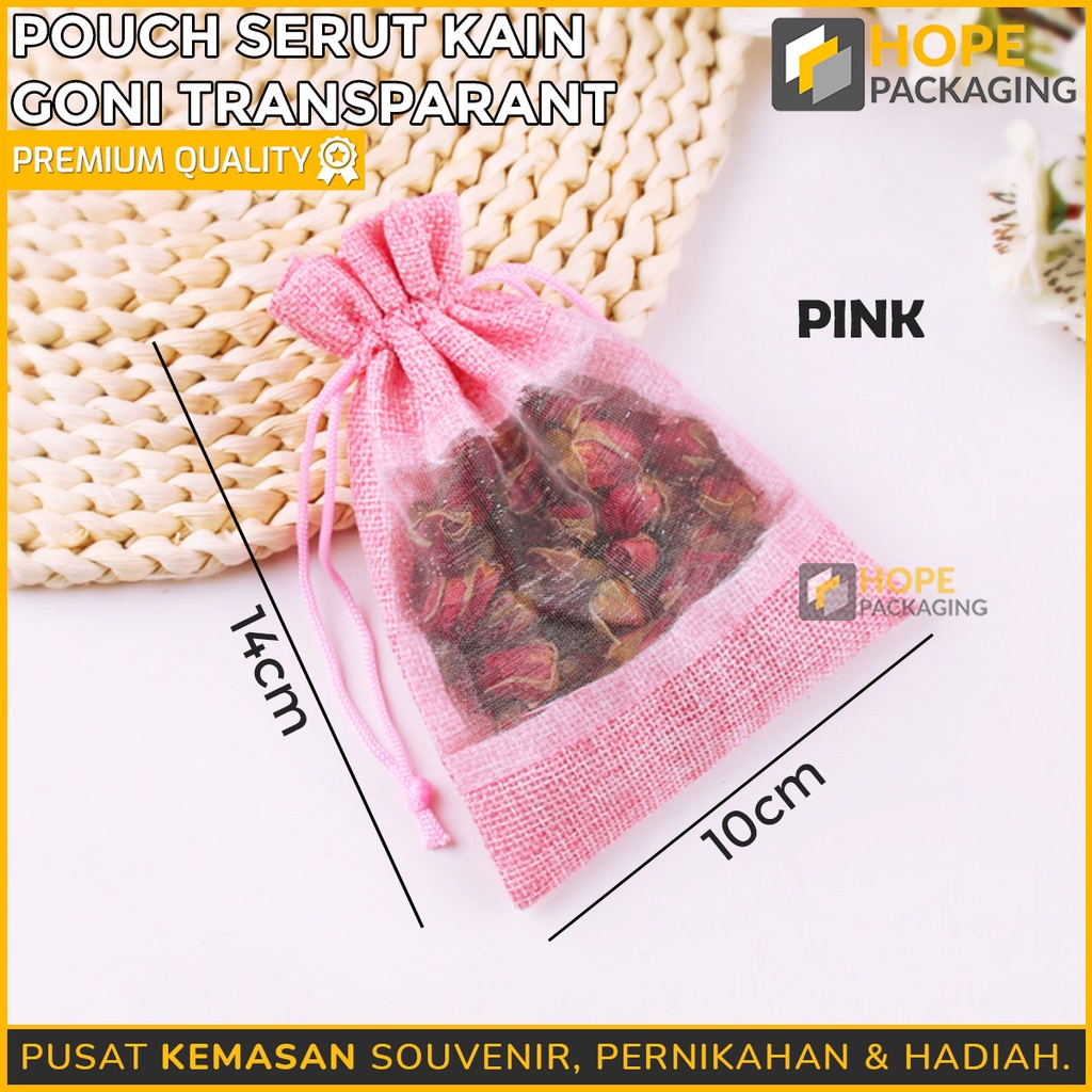 Pouch Serut Kain Goni Transparant Size XS : 14x10cm