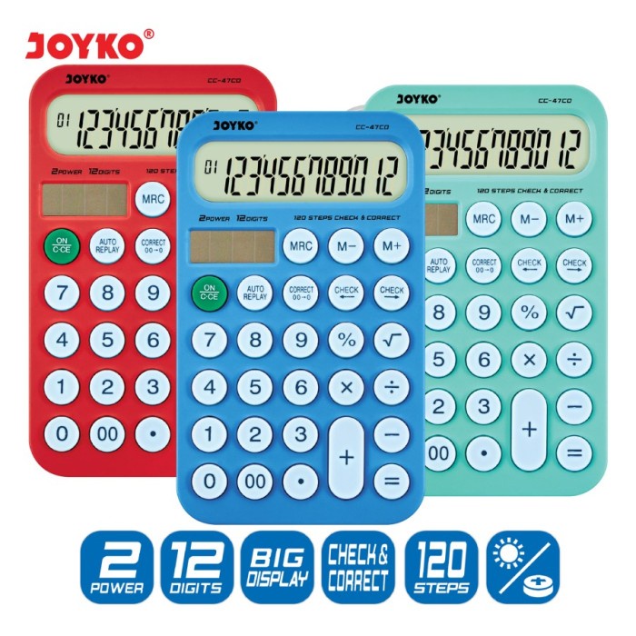 

Calculate Calculator/ Kalkulator Joyko Cc-47 Co 12 Digits Check Correct