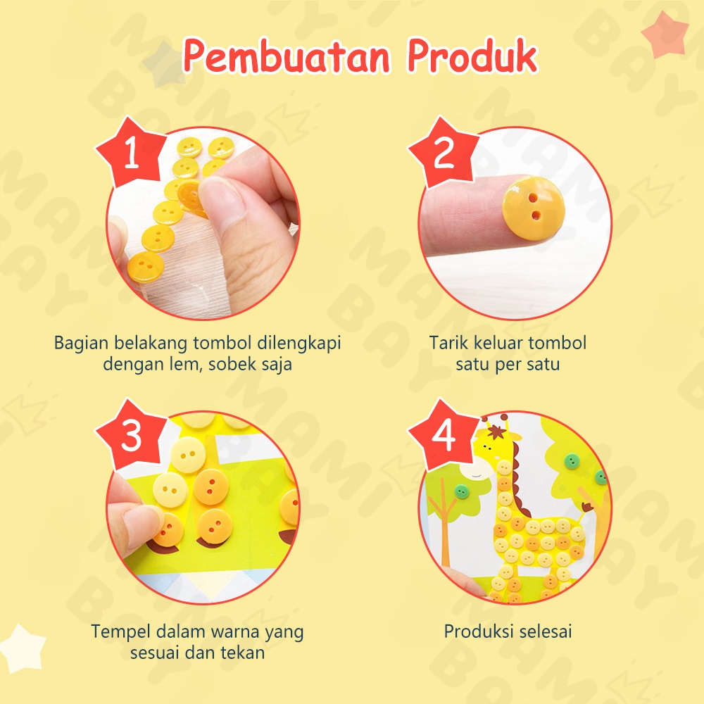 Mamibayi Diy menempel kancing/Sticker kancing kerajinan tangan anak