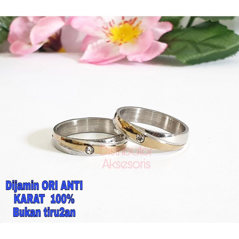 Cincin Couple TITANIUM Anti karat Dope Gold perak