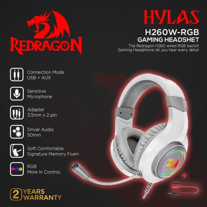 Headphone Redragon Gaming RGB AUX HYLAS H260RGB