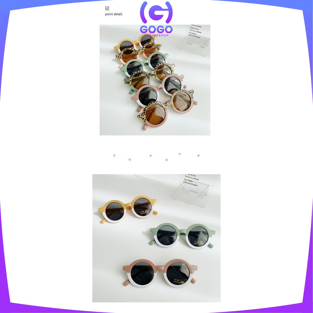 GOGO-C669 Kacamata Anak Perempuan Bulat Leopard UV400 Anti Ultraviolet Bayi Berjemur / Kaca Mata Laki Laki Hitam Gradasi Korea Fashion