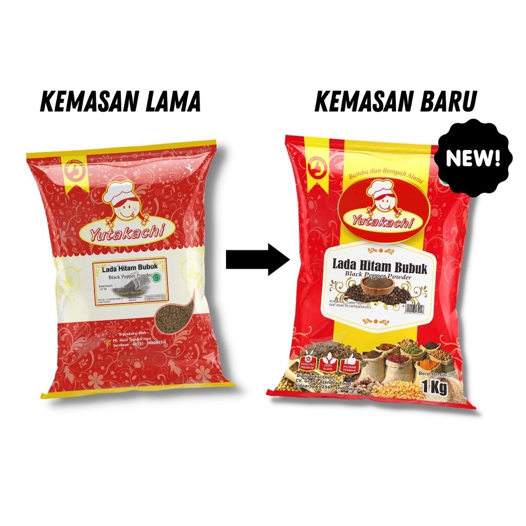 MURNI Lada Hitam Bubuk 1Kg Yutakachi /Blackpepper Powder /Black pepper/ Merica Bubuk /Pusat Bumbu