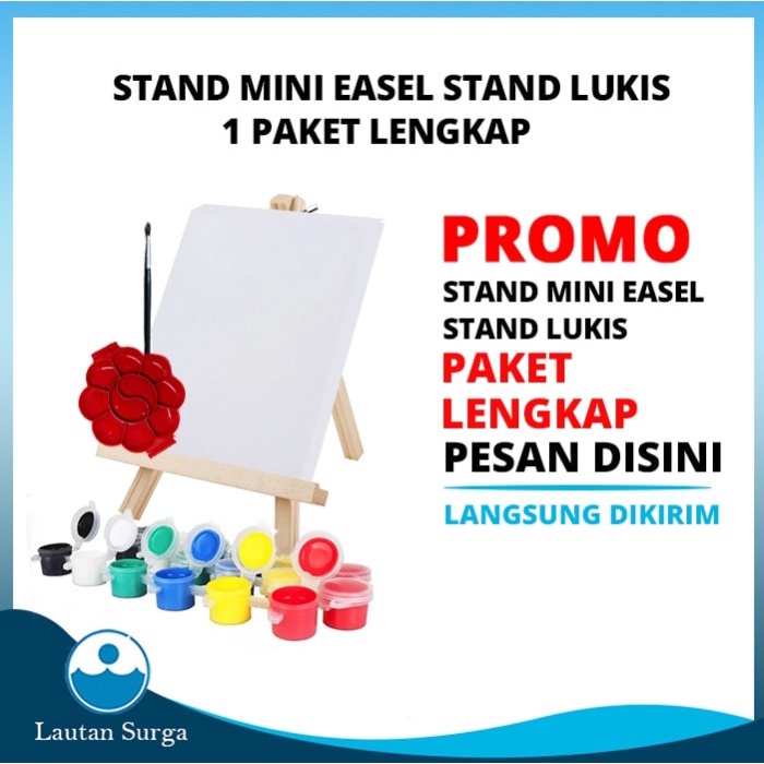 

Paket Lukis Komplit, 1 Set Kanvas, Easel, Kuas, Palet , Cat Akrilik