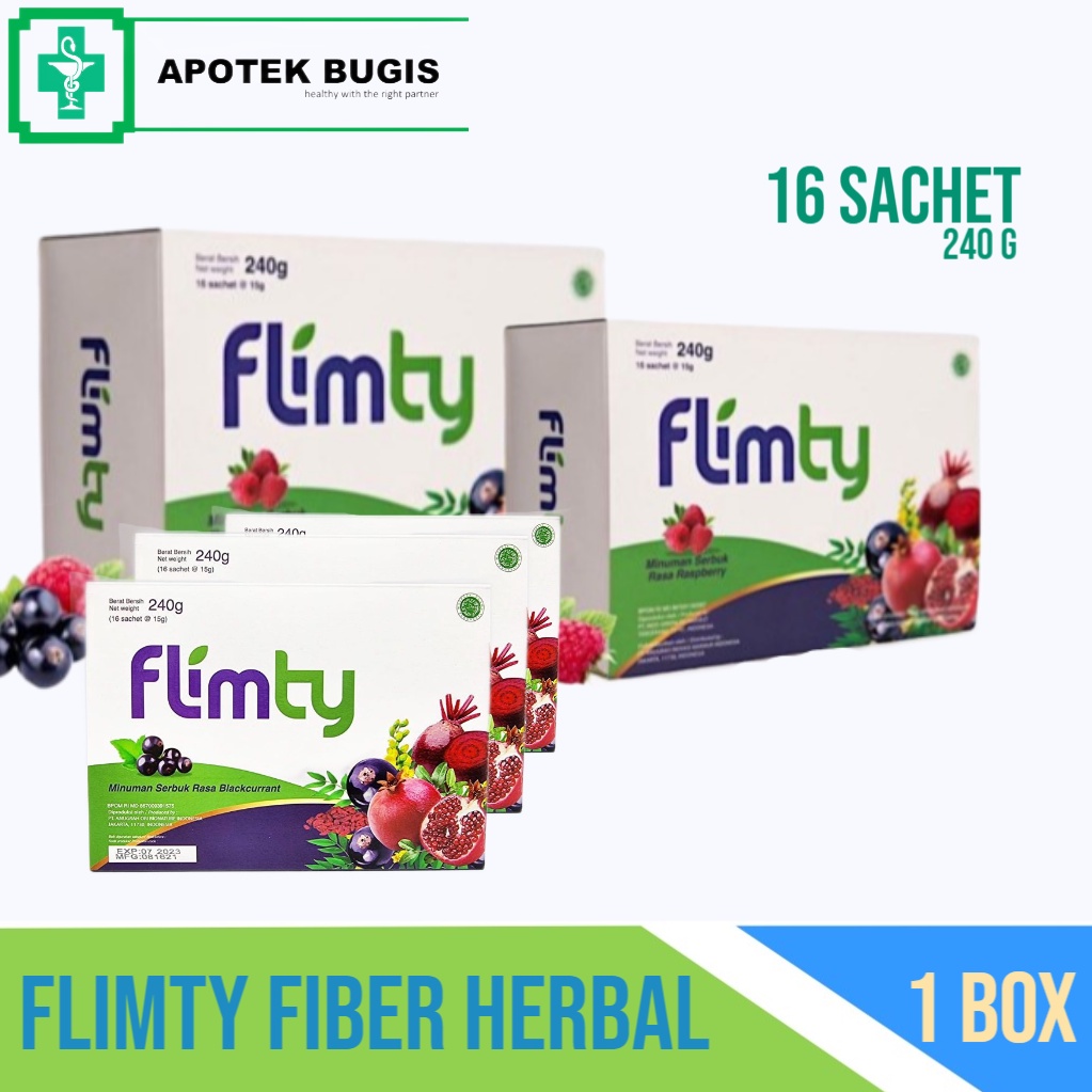 FLIMTY FIBER ORIGINAL 1 BOX 16 SACHET PELANGSING DIET OBAT BPOM HALAL FLYMTY