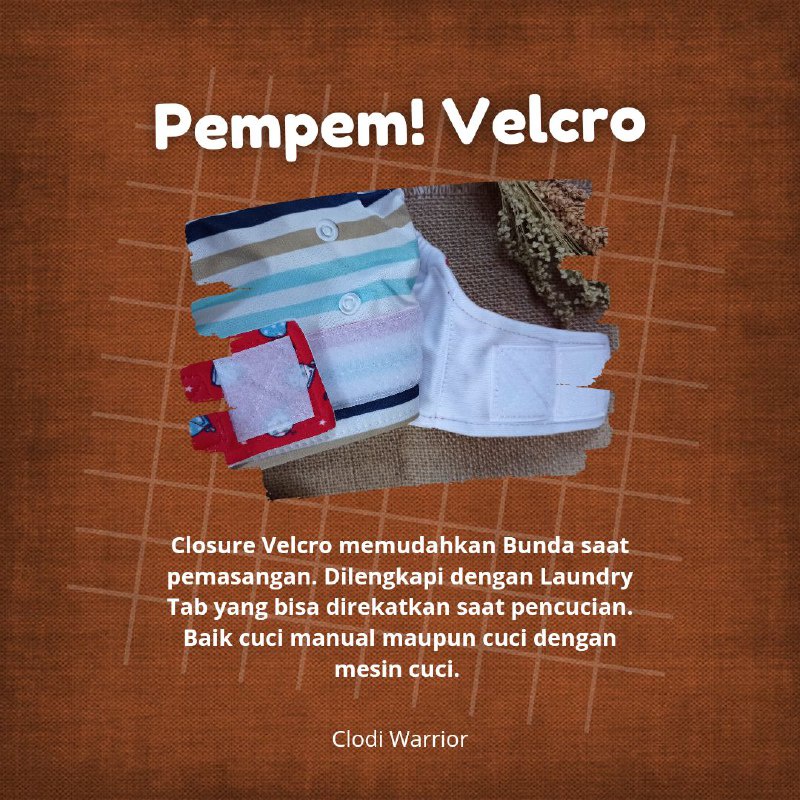Clody Pempem Velcro termasuk insert litty bambu opok kain bayi cuci ulang