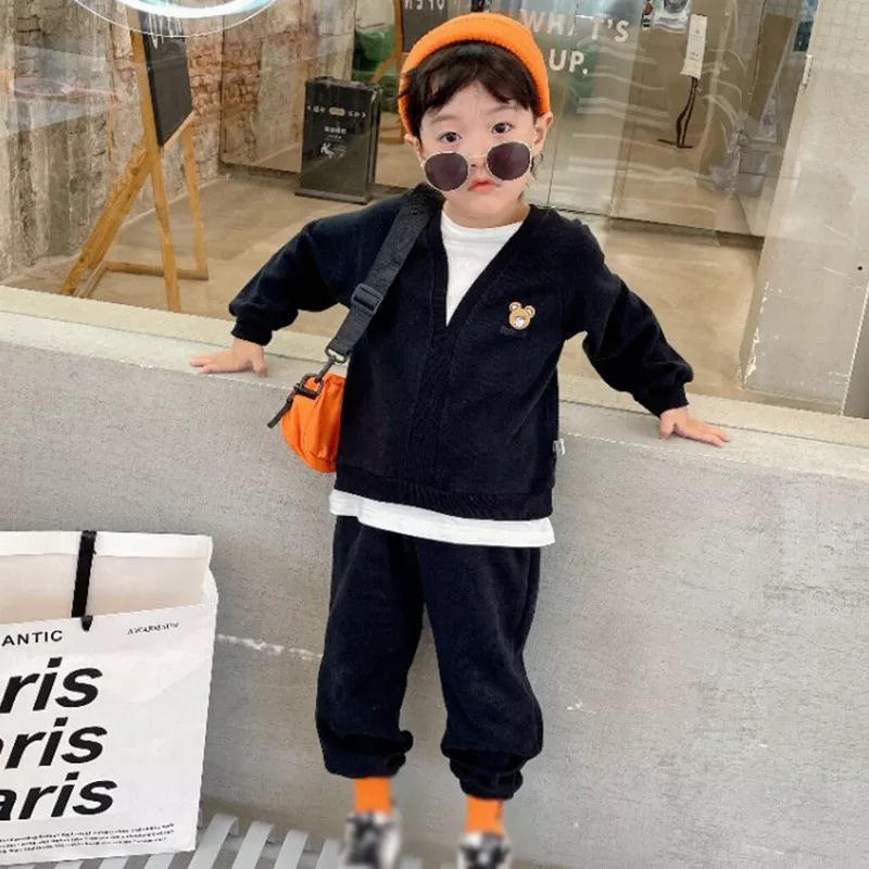 Zahra Setelan Anak Laki Laki Perempuan Pollar Bear Bahan Fleece | Pakaian Anak Terlaris Umur 1-6 Tahun