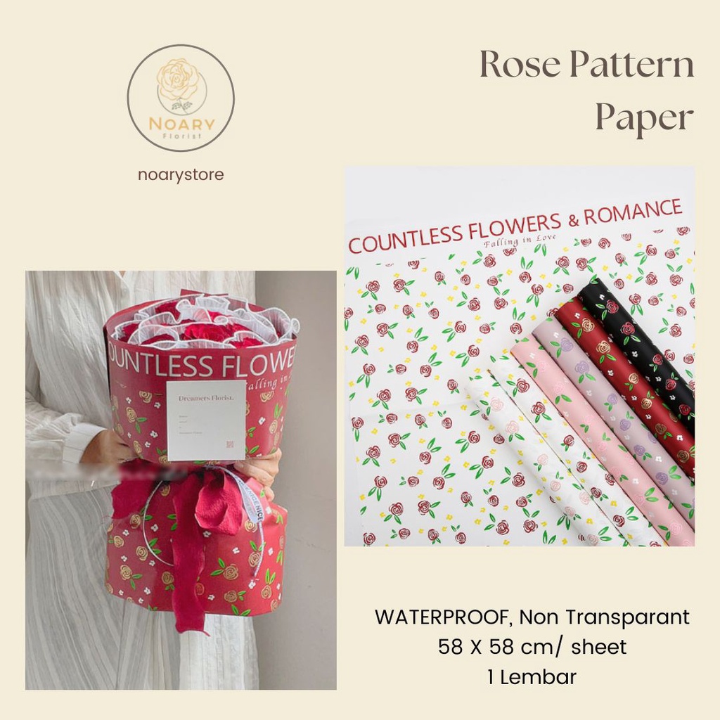 Rose Pattern Paper Cellophane Wrapping