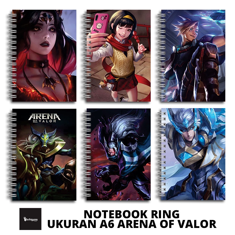 

(BELI 6 DAPAT GRATIS 1) Notebook Buku Diary Buku Catatan Ring Spiral A6 60 Lembar Tema Arena Of Valor Part 2