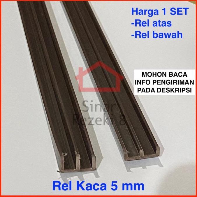 Rel Kaca 5 mm Plastik / Sliding Coklat Pintu Lemari Geser stock ready
