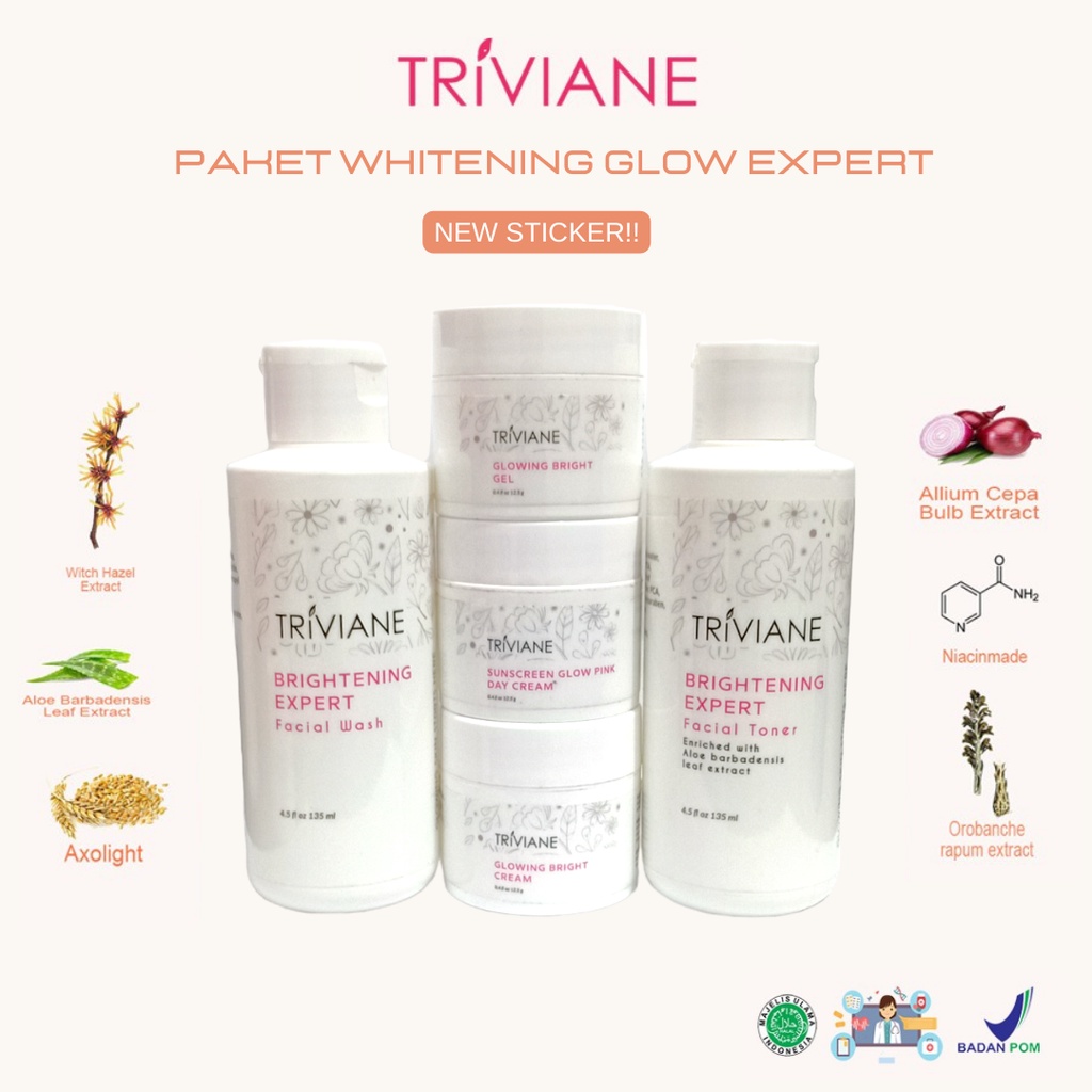 [BPOM] Paket Triviane Whitening GLOW Expert / Paket Pencerah isi 5 - Triviane Natural Skin Clinic