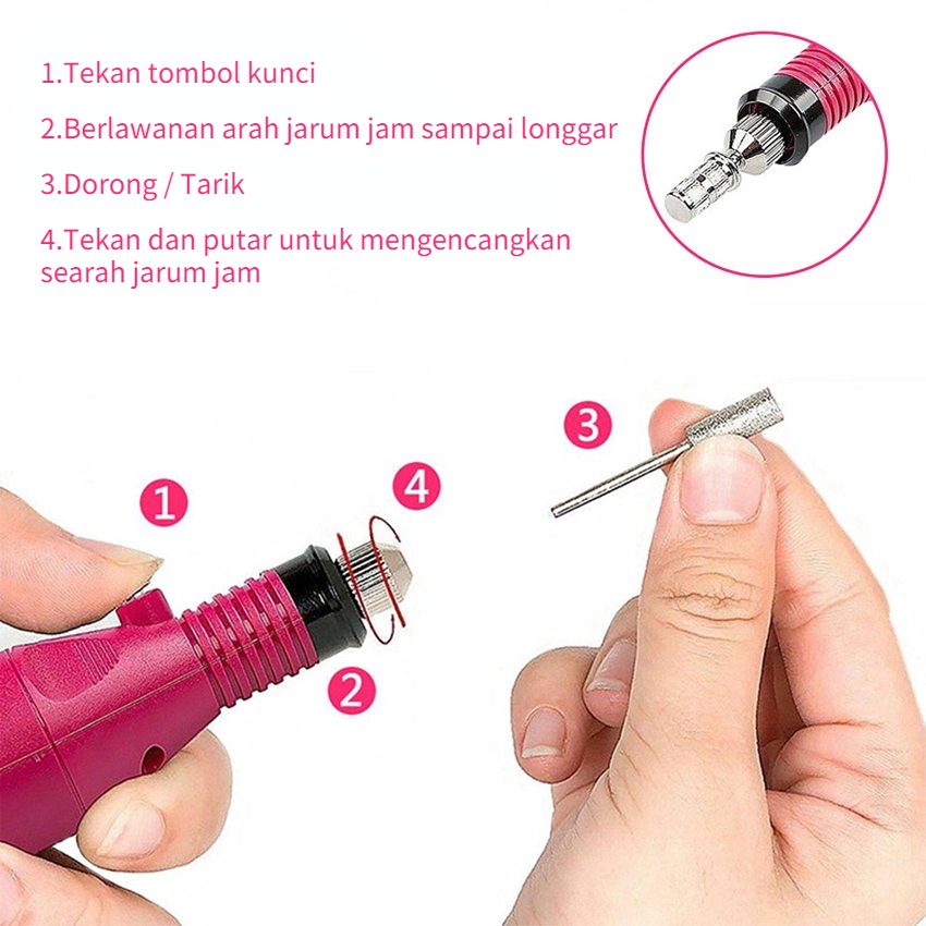 Electric Nail Drill Grinding Manicure Machine Mesin Kikir Amplas Kuku Listrik Nail Art Pen Pedicure