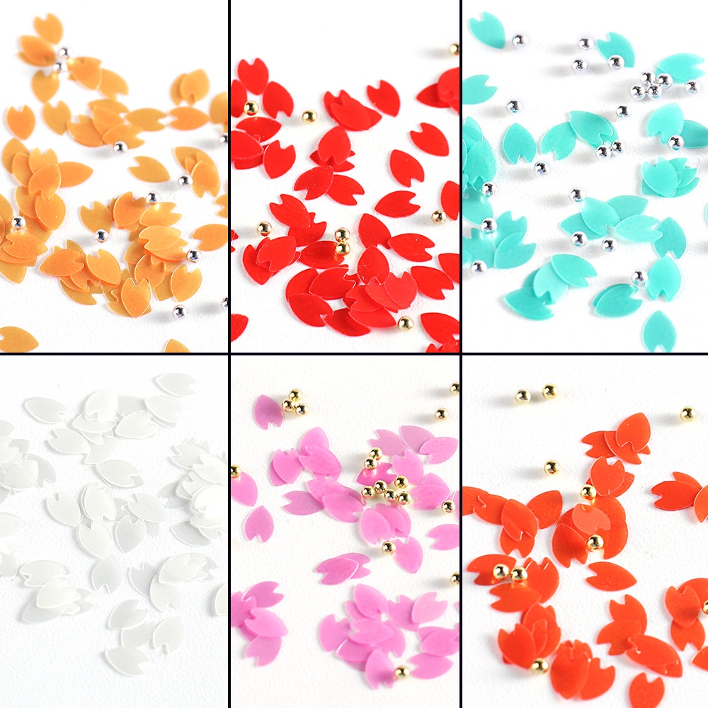 1 Kotak Bunga Sakura Bahan Resin Anti Air Untuk Dekorasi Nail Art DIY