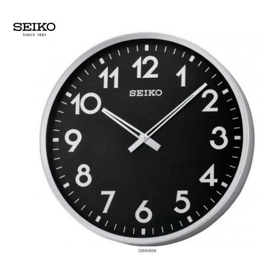 jam dinding seiko qxa560 original - Hitam