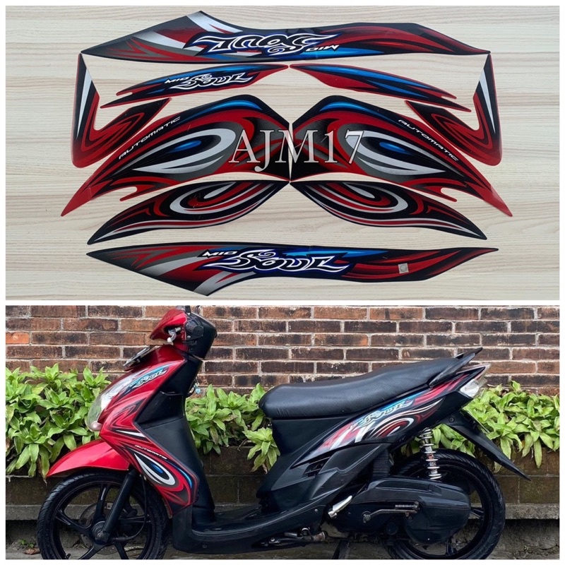 STIKER STRIPING MIO SOUL 2008 MERAH