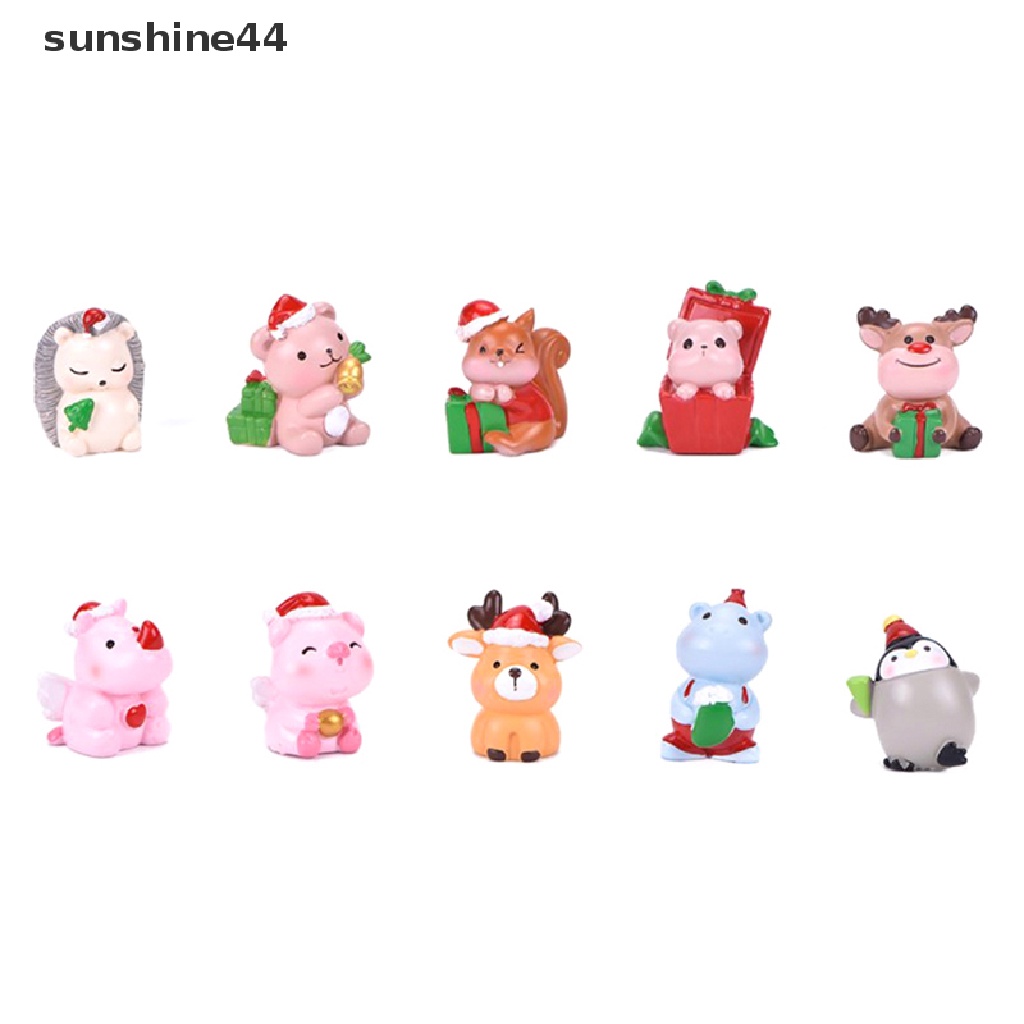 Sunshine Miniatur Figur Kartun Babi / Rusa Untuk Dekorasi Natal