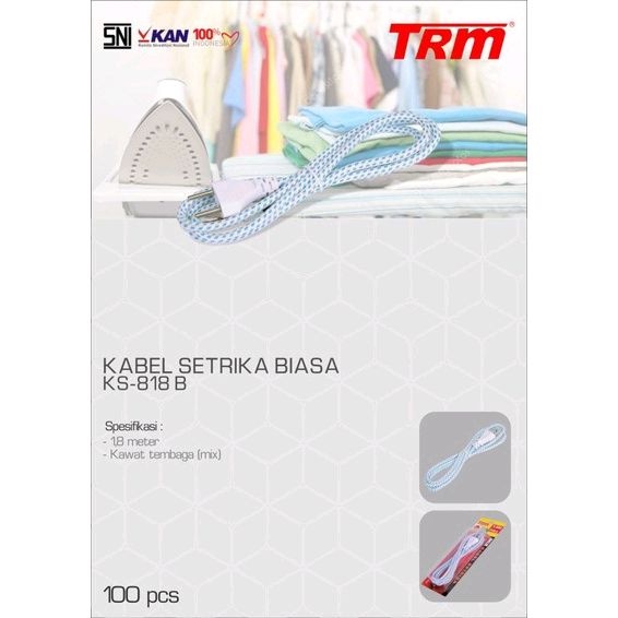 Kabel Setrika Biasa Steker Gepeng panjang 1.8m TRM