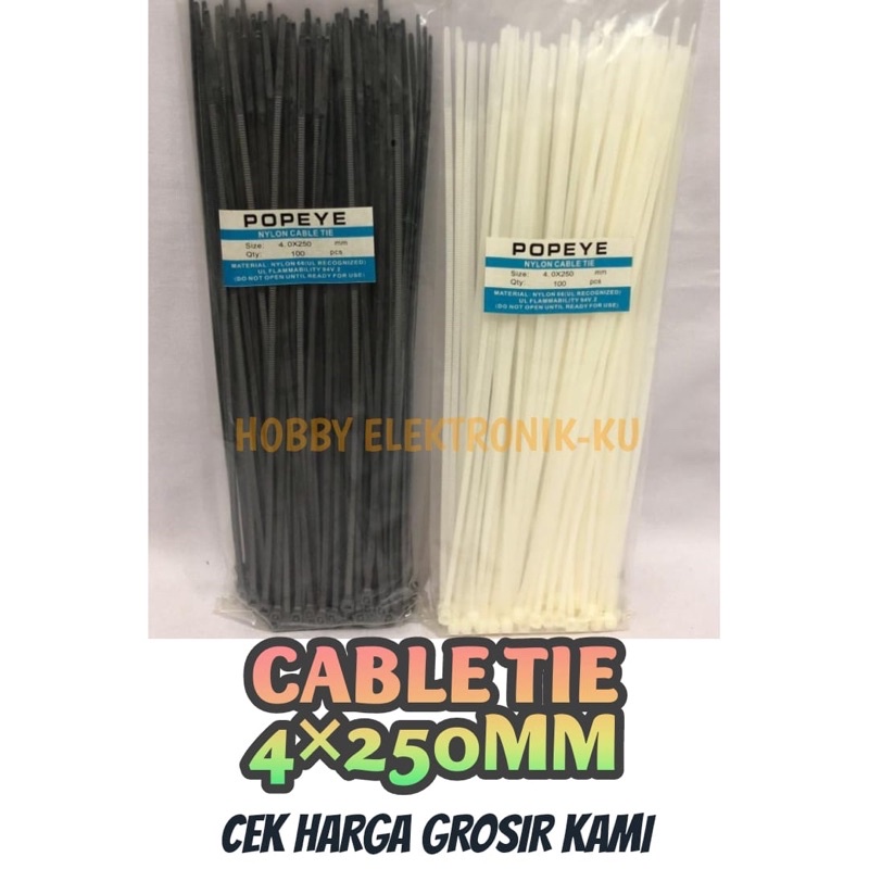 CABLE TIES 4x250MM HITAM PUTIH (100PCS)