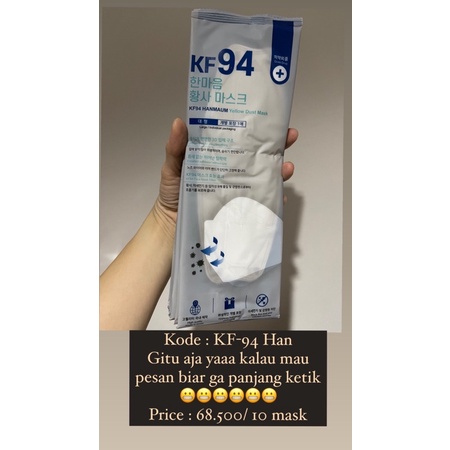 Masker korea hanswell kf 94 / Masker Medis Korea Original / Masker Korea anti virus KF-94 Original