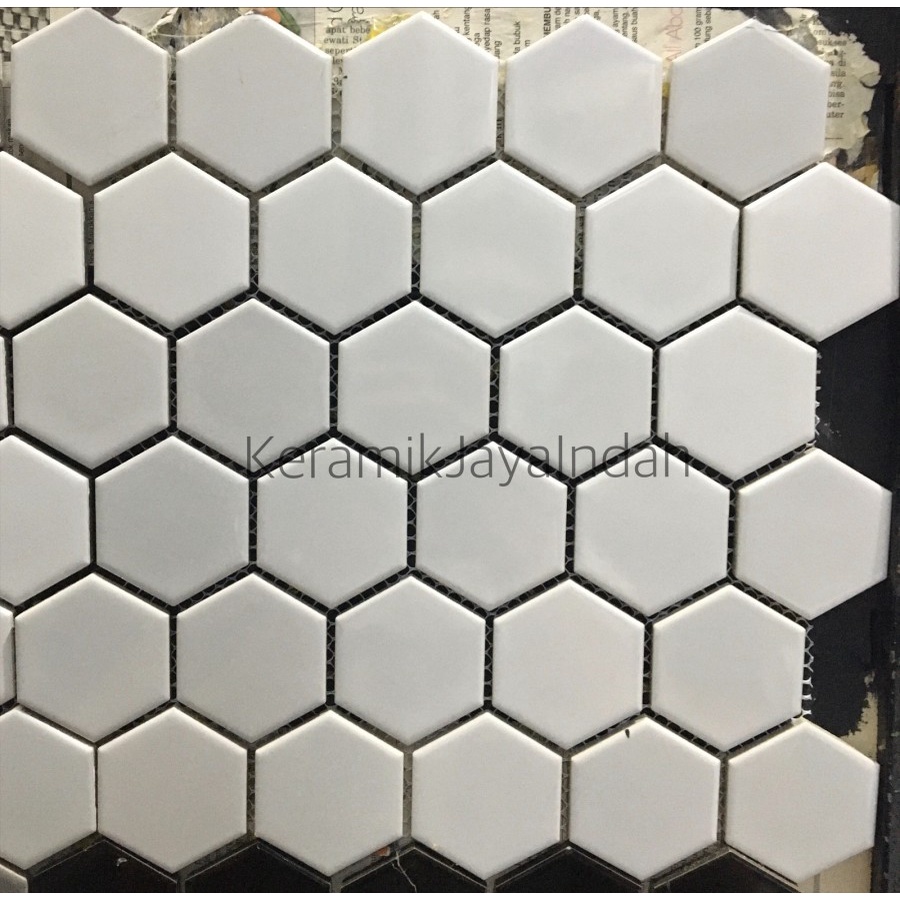 HOUSE KERAMIK MOZAIK HEXAGONAL WHITE GLOSSY MOZAIC MOSAIK MOSAIC