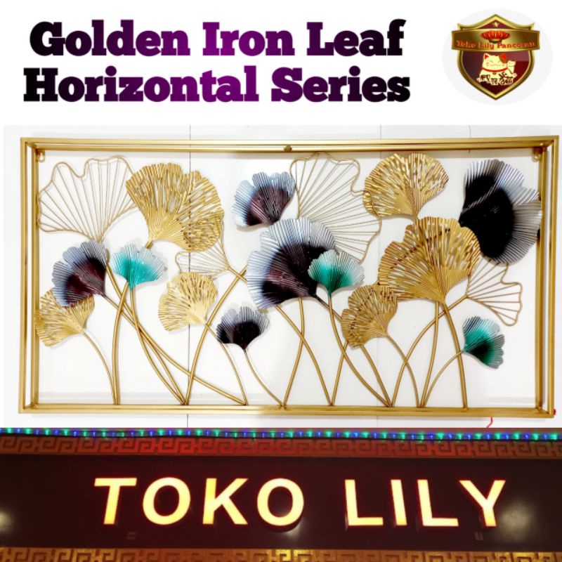 Golden Iron Leaf / Dekorasi Dinding Kuningan Ginko / Pajangan Dinding Bunga Emas