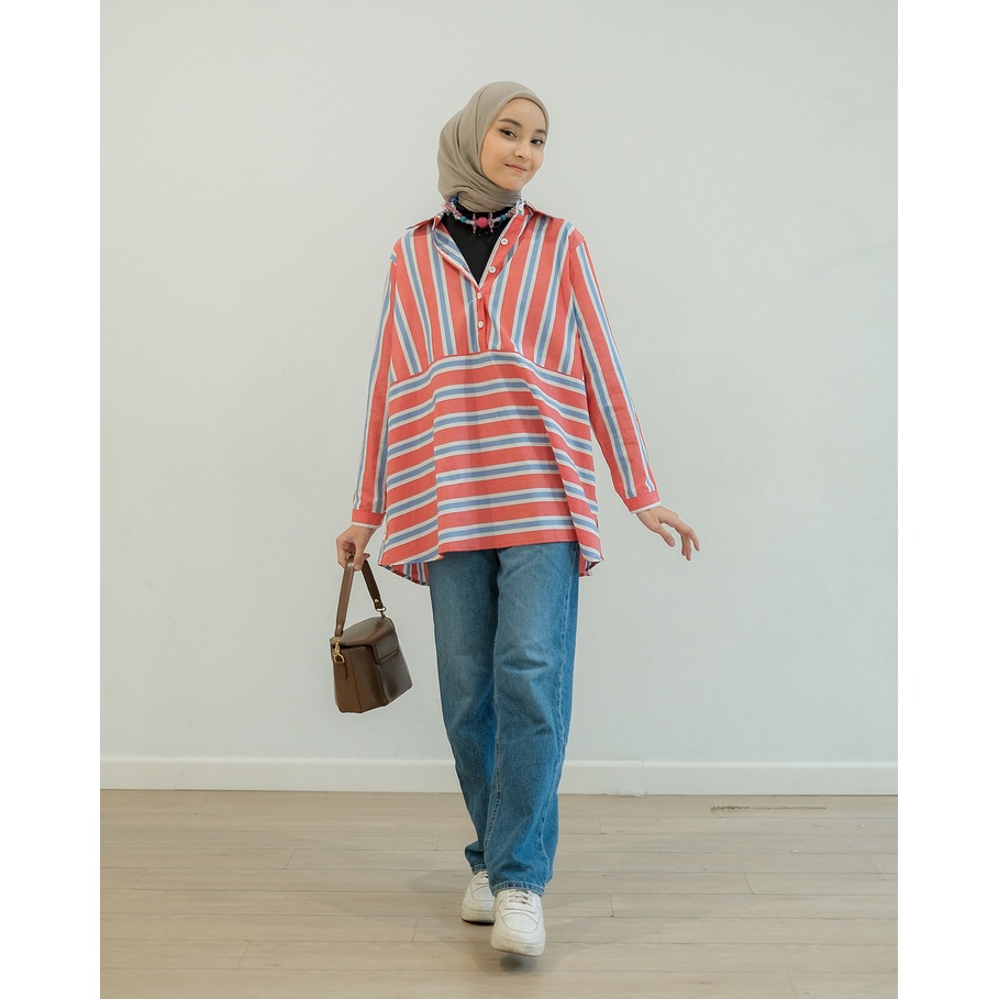 Siera Red Blouse Katun Tebal